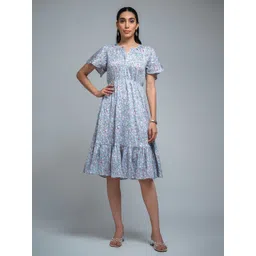 R.Code by The Roadster Life Co. Women Floral Printed Layered Crepe Fit & Flare Dress-picture-38