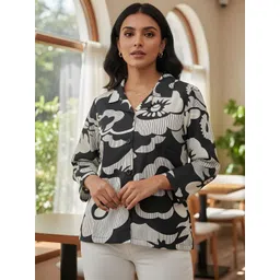 r.code by the roadster life co. Women Regular Fit Printed Party Shirt-picture-12