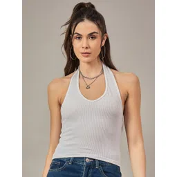 R.Code by The Roadster Life Co. Women Ribbed Halter Neck Tank Top-picture-27