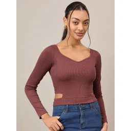 R.Code by The Roadster Life Co. Women Ribbed Sweetheart Neck Crop Top-picture-33
