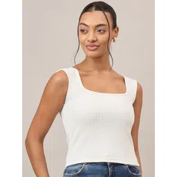 R.Code by The Roadster Life Co. Women Square Neck Sleeveless Ribbed Regular Top-picture-13