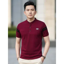 r.code by the roadster life co. R.Code by The Roadster Lifestyle Co. Men Striped Henley Neck T-shirt image 1