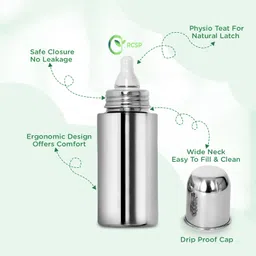 rcsp Stainless Steel Feeding Bottle with Medium Flow Nipples 250ml New Born Flow Nipple-picture-7