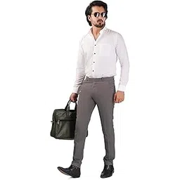 r.d. Men's Formal Dress Pants, Slim Fit, Stone Grey, Side Pockets with Belt Loops-picture-35