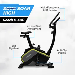reach B400 Magnetic Exercise Cycle| Stationary Upright Gym Fitness Bike 8 Kg Flywheel Upright Stationary Exercise Bike image 3