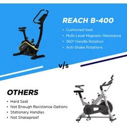 reach B400 Magnetic Exercise Cycle| Stationary Upright Gym Fitness Bike 8 Kg Flywheel Upright Stationary Exercise Bike image 4