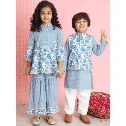 Readiprint Fashions Boys Floral Printed Regular Gotta Patti Pure Cotton Kurta With Pyjamas-picture-16