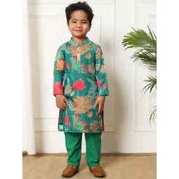 Readiprint Fashions Boys Floral Printed Regular Pure Cotton Kurta with Pyjamas-picture-15