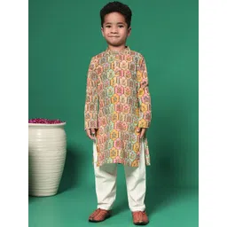 Readiprint Fashions Boys Floral Printed Regular Pure Cotton Kurta with Pyjamas-picture-43