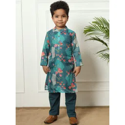 Readiprint Fashions Boys Floral Printed Regular Pure Cotton Kurta with Pyjamas-picture-13