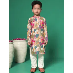 Readiprint Fashions Boys Floral Printed Regular Pure Cotton Kurta with Pyjamas-picture-20