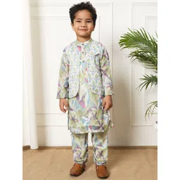 Readiprint Fashions Boys Floral Printed Regular Pure Cotton Kurta with Pyjamas-picture-35