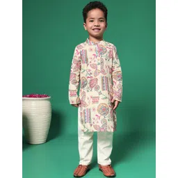 Readiprint Fashions Boys Floral Printed Regular Pure Cotton Kurta with Pyjamas-picture-29