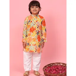 Readiprint Fashions Boys Floral Printed Regular Pure Cotton Kurta With Pyjamas-picture-36