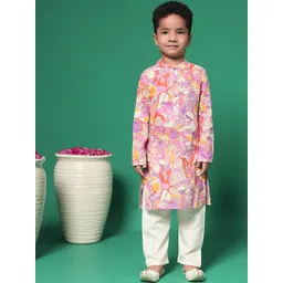 Readiprint Fashions Boys Floral Printed Regular Pure Cotton Kurta with Pyjamas-picture-22
