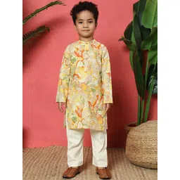 Readiprint Fashions Boys Floral Printed Regular Pure Cotton Kurta with Pyjamas-picture-25