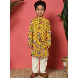 Readiprint Fashions Boys Floral Printed Regular Pure Cotton Kurta with Pyjamas-picture-32