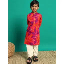 Readiprint Fashions Boys Floral Printed Regular Pure Cotton Kurta with Pyjamas-picture-33