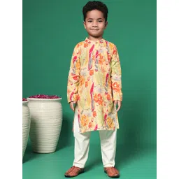 Readiprint Fashions Boys Floral Printed Regular Pure Cotton Kurta with Pyjamas-picture-31
