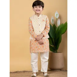 Readiprint Fashions Boys Floral Printed Regular Pure Cotton Kurta with Trousers-picture-27