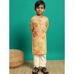 Readiprint Fashions Boys Floral Printed Regular Pure Cotton Straight Kurta with Pyjamas image 1