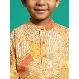 Readiprint Fashions Boys Floral Printed Regular Pure Cotton Straight Kurta with Pyjamas image 2