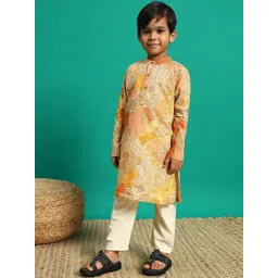 Readiprint Fashions Boys Floral Printed Regular Pure Cotton Straight Kurta with Pyjamas image 4