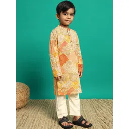 Readiprint Fashions Boys Floral Printed Regular Pure Cotton Straight Kurta with Pyjamas image 3