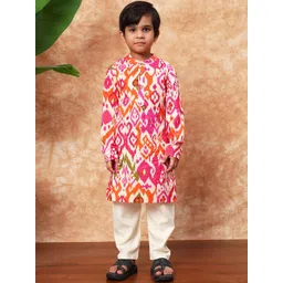 Readiprint Fashions Boys Printed Mandarin Collar Pure Cotton Straight Kurta With Pyjamas-picture-15