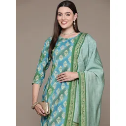 Readiprint Fashions Ethnic Motifs Printed Sequinned Pure Silk Kurta Set-picture-40