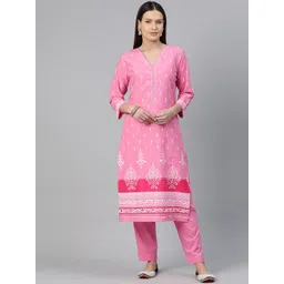 Readiprint Fashions Ethnic Motifs Printed Thread Work Pure Cotton Kurta with Trousers-picture-22