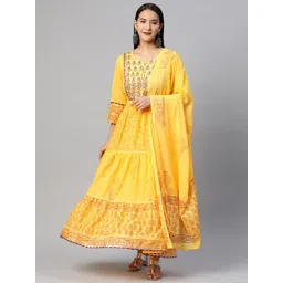 Readiprint Fashions Floral Embroidered Cotton Ethnic Maxi Ethnic Dress-picture-23