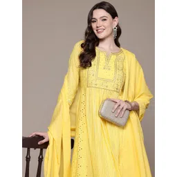 Readiprint Fashions Floral Embroidered Empire Sequinned Pure Cotton Kurta Set-picture-28