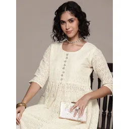 Readiprint Fashions Floral Embroidered Pleated Aari Work Pure Cotton Kurta Set-picture-16