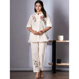 Readiprint Fashions Floral Embroidered Shirt Collar Tunic With Trousers-picture-17