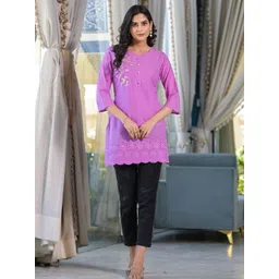 Readiprint Fashions Floral Embroidered Thread Work Pure Cotton Thread Work Kurti-picture-37