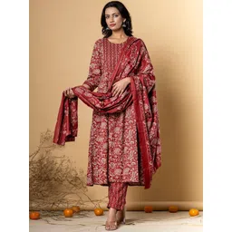 Readiprint Fashions Floral Printed Anarkali Kurta With Palazzos And Dupatta-picture-28