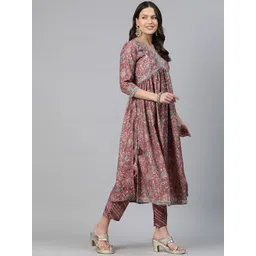 Readiprint Fashions Floral Printed Empire Sequinned Chanderi Silk Kurta Set image 5