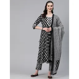 Readiprint Fashions Floral Printed Mirror Work Pure Cotton Kurta with Trousers & Dupatta-picture-34