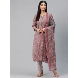 Readiprint Fashions Floral Printed Sequinned Pure Cotton Kurta with Trousers & Dupatta-picture-24