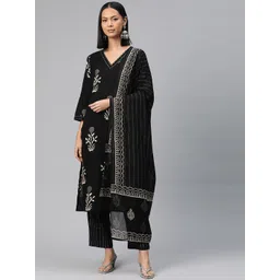 Readiprint Fashions Floral Printed Sequinned Pure Cotton Kurta with Trousers & Dupatta-picture-31