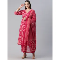 Readiprint Fashions Floral Printed Thread Work Pure Cotton Kurta Set-picture-32