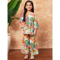 Readiprint Fashions Girls Floral Printed Empire Pure Cotton A-Line Kurti with Sharara-picture-18