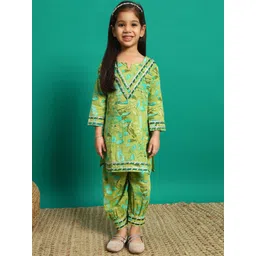 Readiprint Fashions Girls Floral Printed Gotta Patti Pure Cotton Kurti with Harem Pant-picture-26