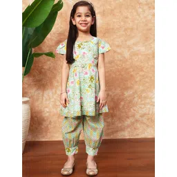 Readiprint Fashions Girls Floral Printed Gotta Patti Pure Cotton Kurti with Harem Pant-picture-11