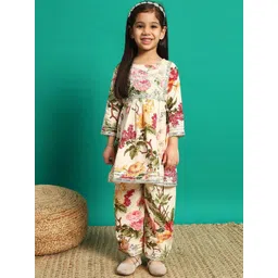 Readiprint Fashions Girls Floral Printed Gotta Patti Pure Cotton Kurti with Palazzo-picture-16