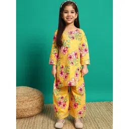Readiprint Fashions Girls Floral Printed Gotta Patti Pure Cotton Kurti with Palazzo-picture-28