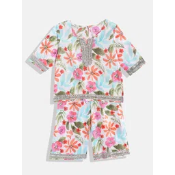 Readiprint Fashions Girls Floral Printed Gotta Patti Pure Cotton Kurti With Palazzos-picture-13