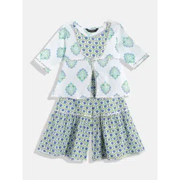 Readiprint Fashions Girls Floral Printed Gotta Patti Pure Cotton Kurti With Sharara-picture-12