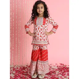 Readiprint Fashions Girls Floral Printed Gotta Patti Pure Cotton Kurti With Sharara-picture-19